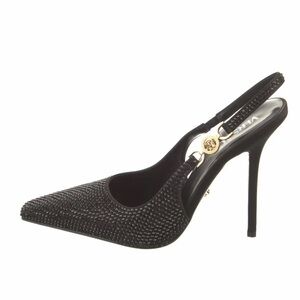 Versace Black Rhinestone Slingback Heels